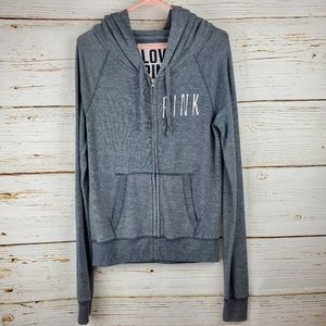 PINK Victoria's Secret Grey Zip Front Knit Jacket